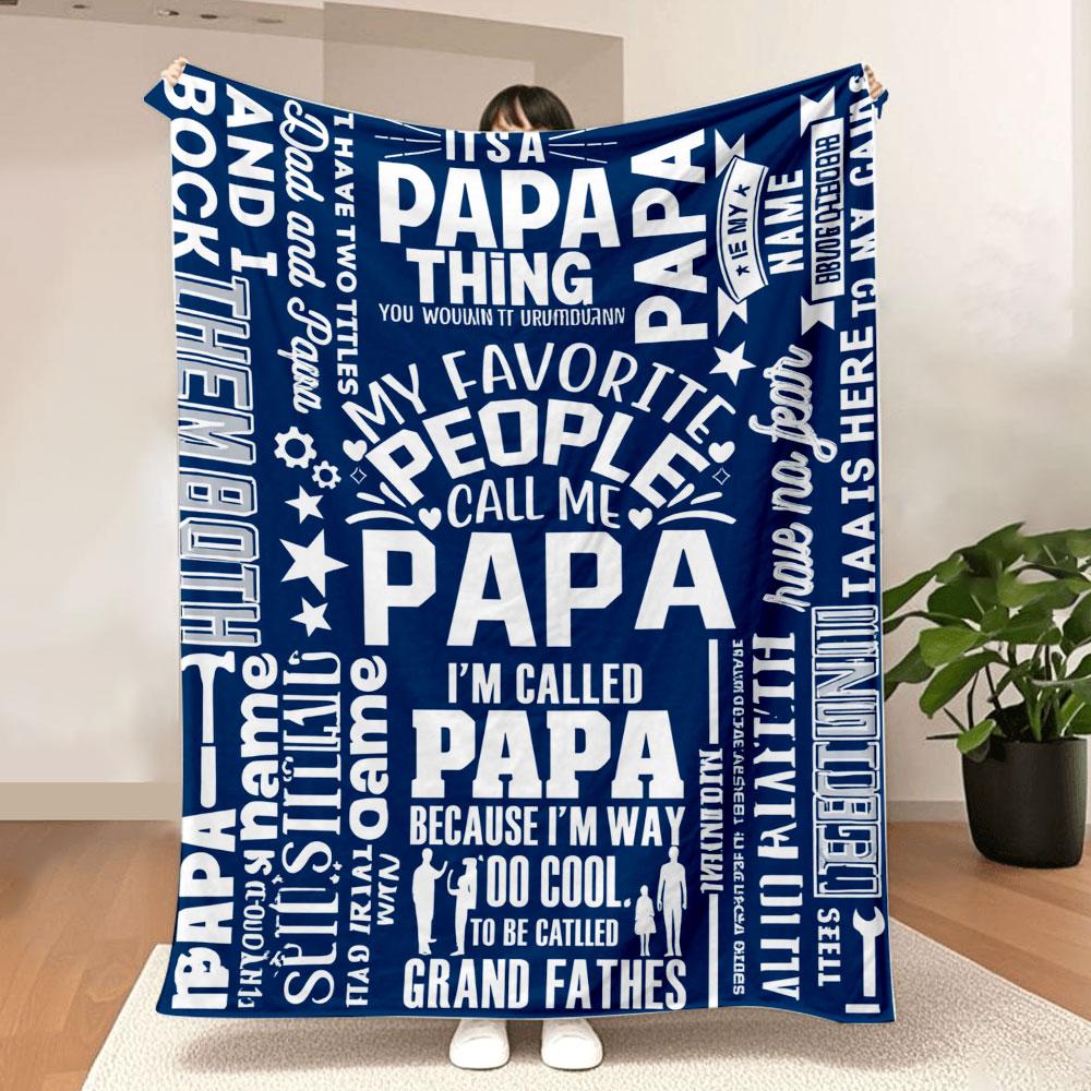 Papa Collage Blanket - Soft & Cosy , Ideal Gift for Father s Day, Grandparents Day, Celebrating Special Papa Roles with Playful 75X95CM