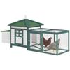 Chicken Coop Small Animal Pet Cage With Nesting Box Wooden Outdoor Run Green