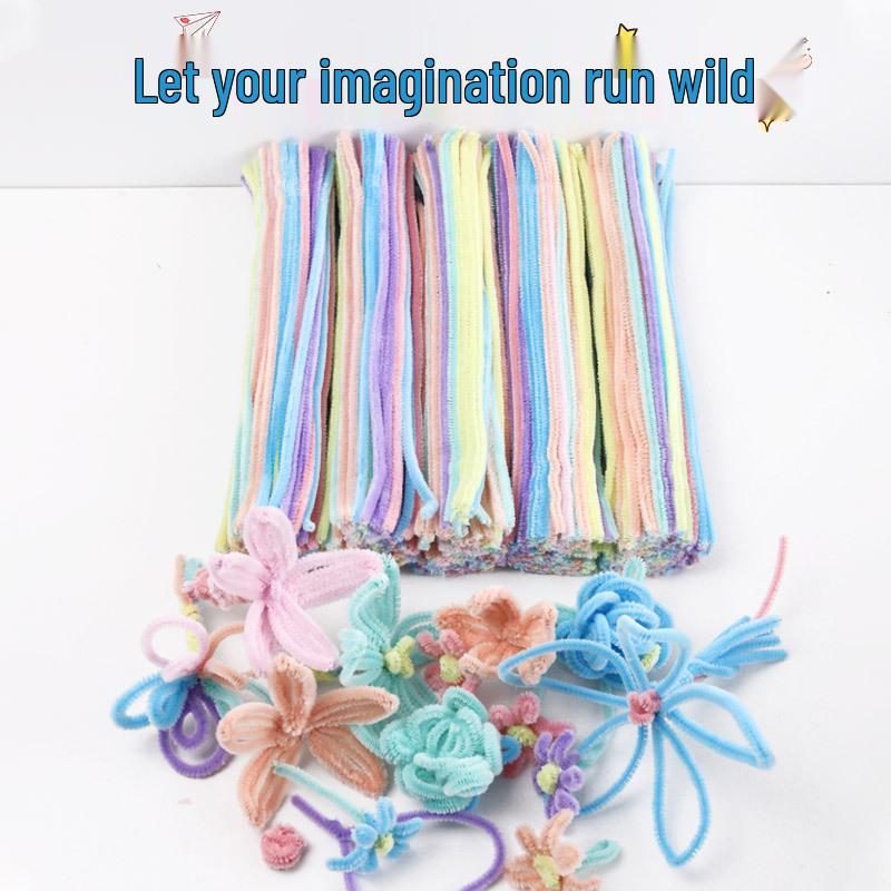 Ensemble de bâtons pour racines de cheveux DIY faits à la main: Peluche Twist Macaron Coloré Extra Dense pour Enfants