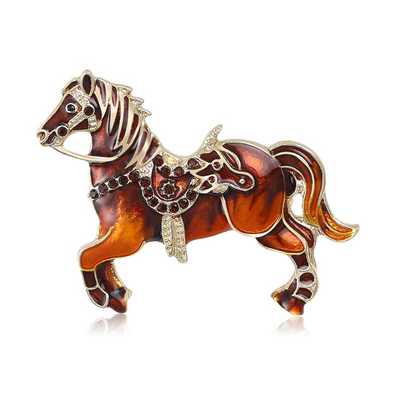4-Color Alloy Running Horse Brooch Pins Fashion Exquisite Zodiac Horse Badge Women Kid'S Clothes Backpack Brooches New Year Gift