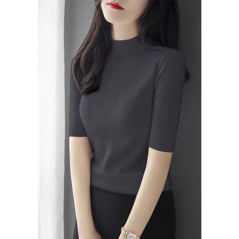 

Half Turtleneck Half Sleeve Early Spring Silm Bottoming Shirt Sweater Dark gray S