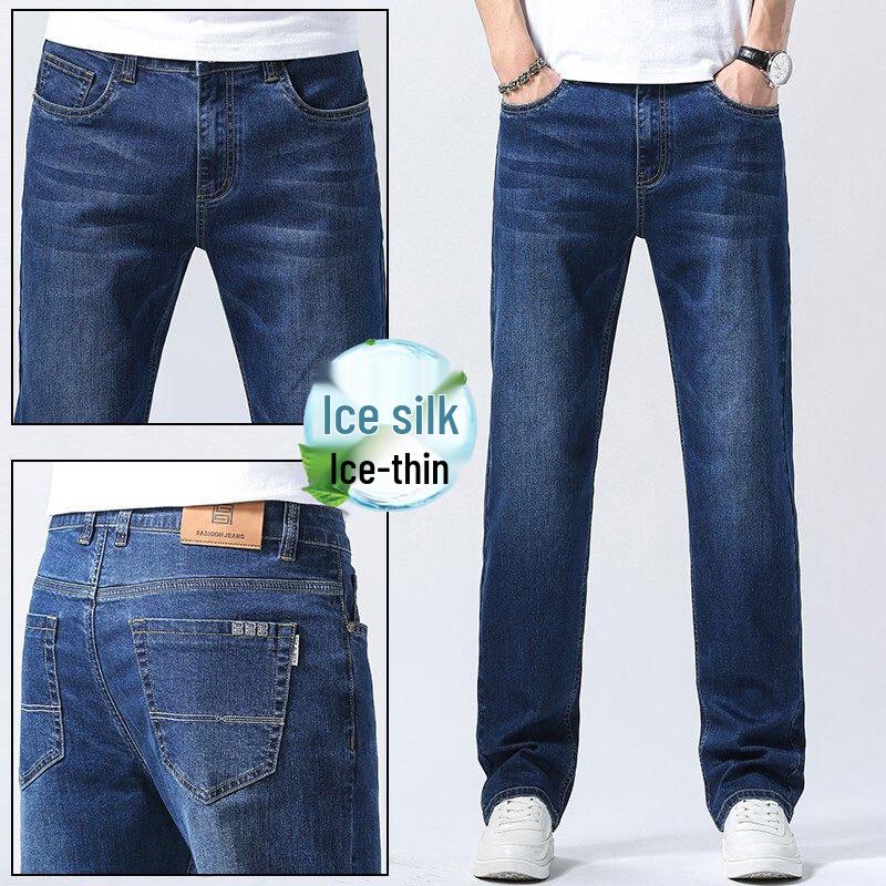 

Pierre Cardin Men s Summer Loose Straight Stretch Denim Jeans 30