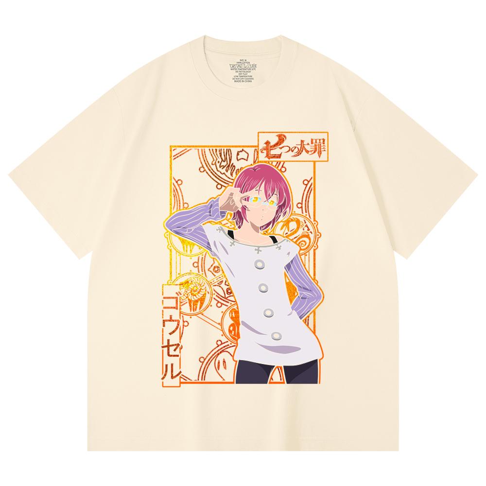 

230 Gsm 100% Cotton Seven Deadly Sins V11 Gowther Print Unisex Heavy Cotton T Shirt XS абрикосовый