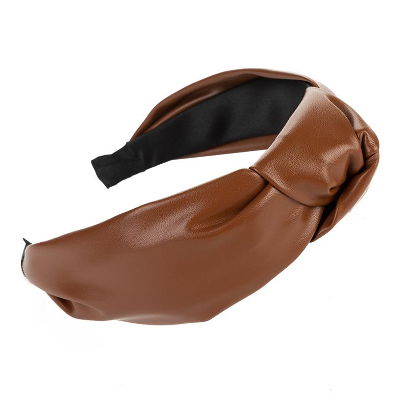 PU Leather Cross Knotted Headbands Top Knot Pu Hairbands Mothers Daughters Hair Accessories for Girls and Women