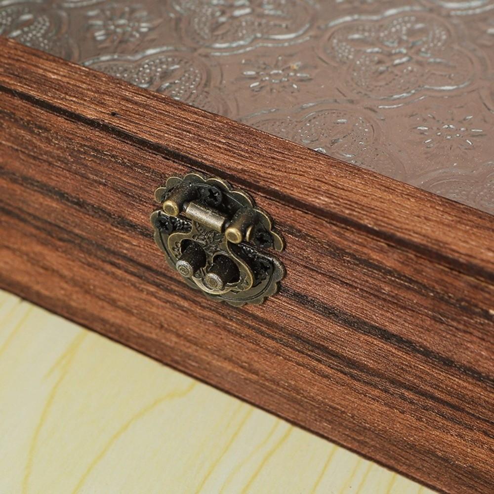 Vintage Wooden Storage Box Begonia Flowers Cosmetic Organizer Storage Cabinet  Treasure Keepsake