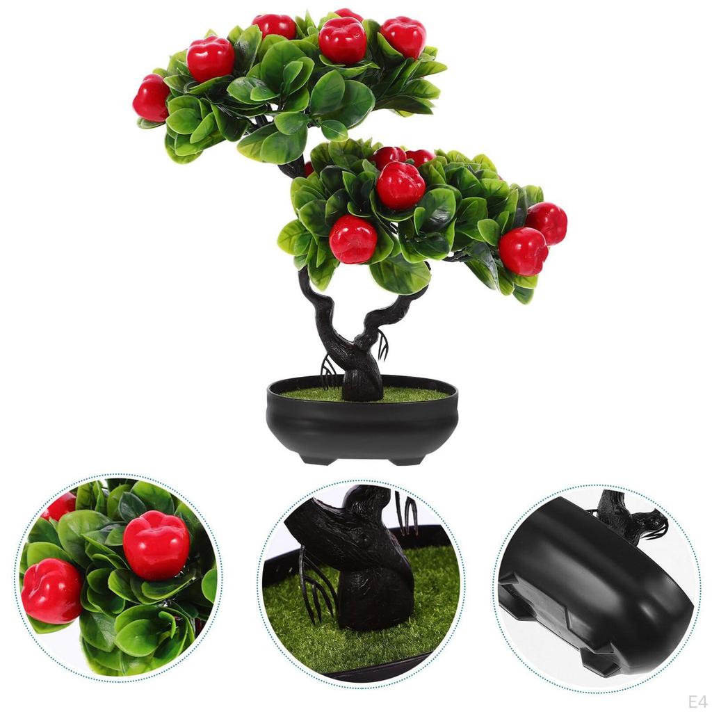 Artificial Fruit Tree Bonsai Faux Pot Lightweight Tabletop Ornament for Kitchen Room