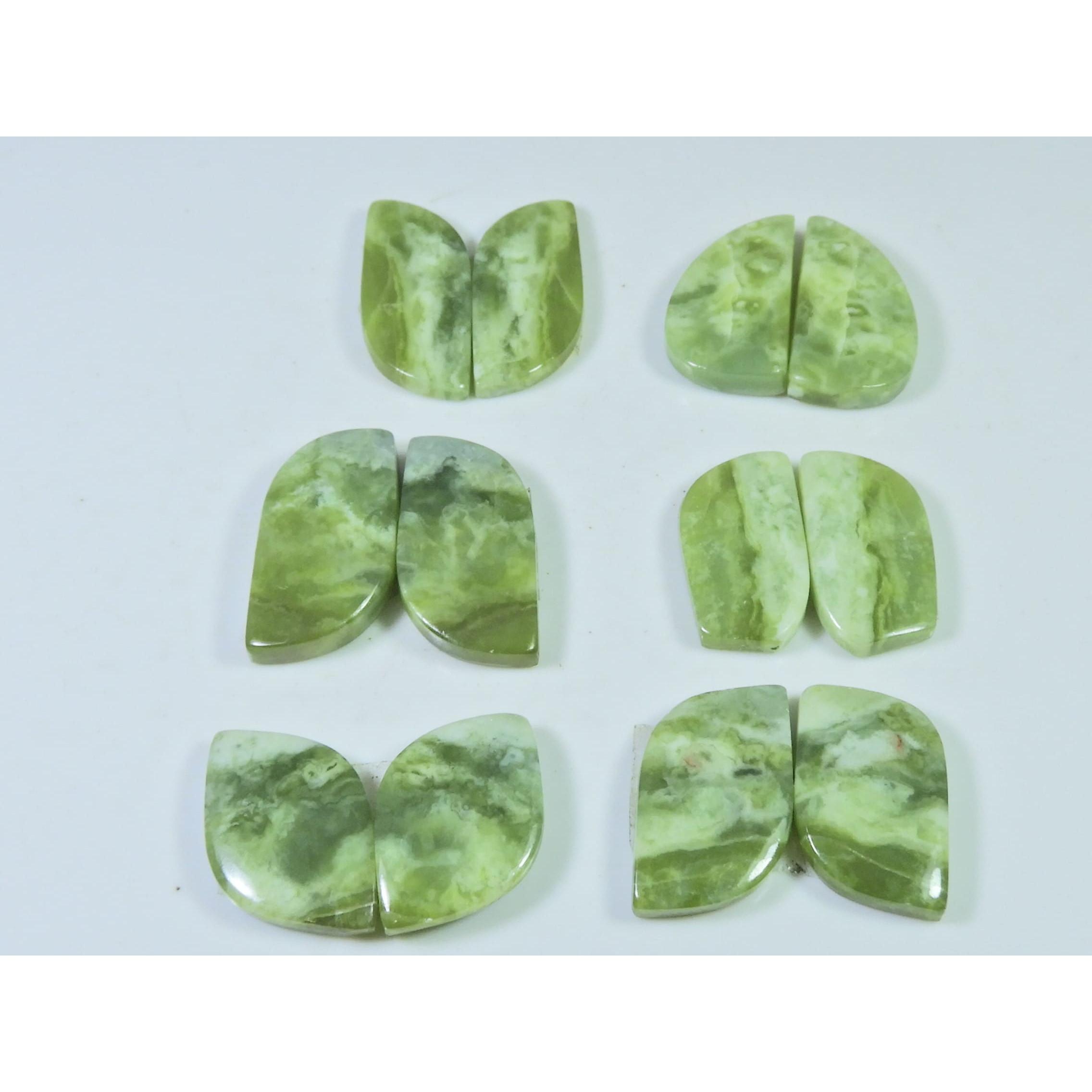 19-25MM Natural Yellow Septarian Matched Pair Fancy Loose Gemstone 6Pair Lot C-970