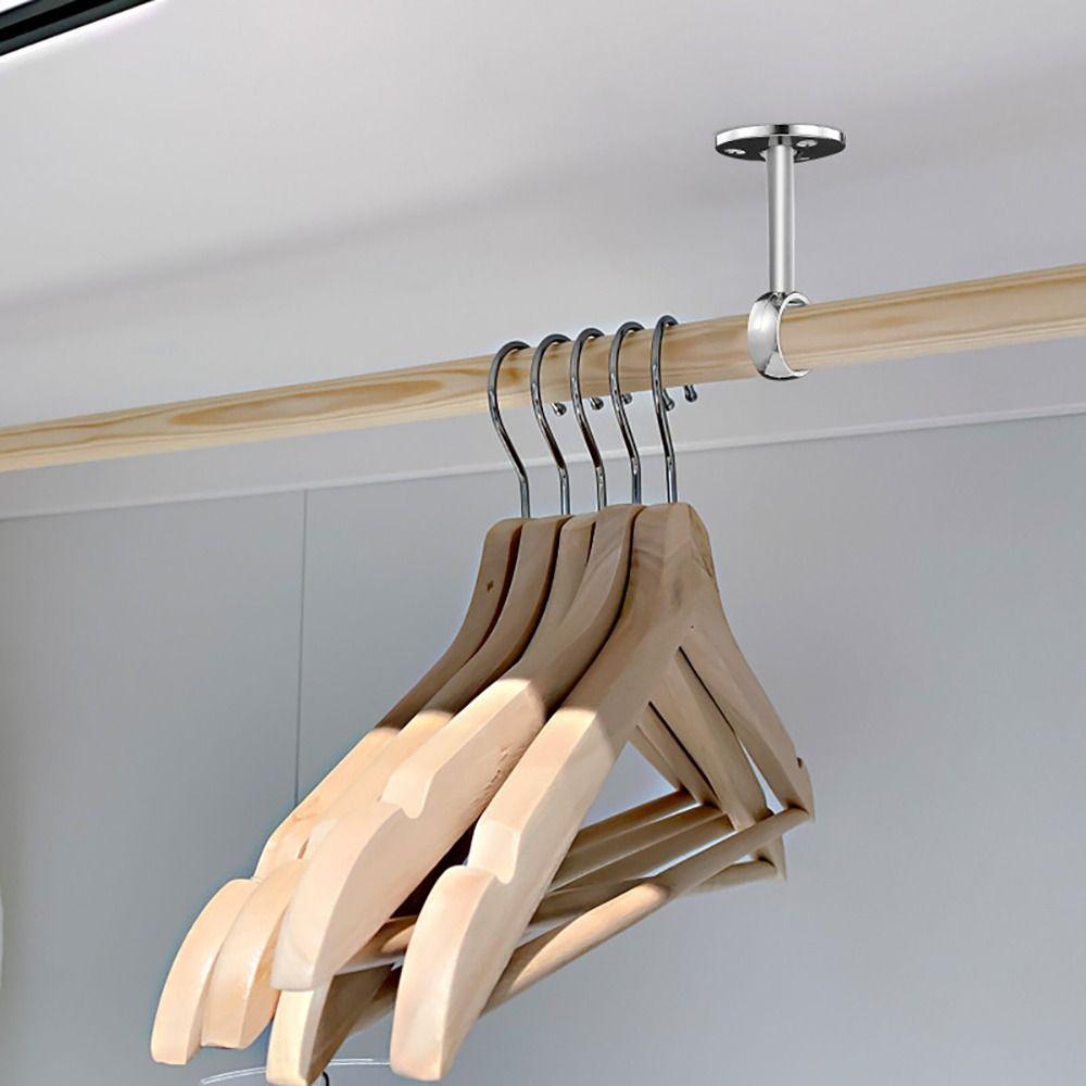 1Pcs 19/22/25mm Pipe Bracket Stainless Steel Wardrobe Hanger  for Clothes Pole Curtain Rod