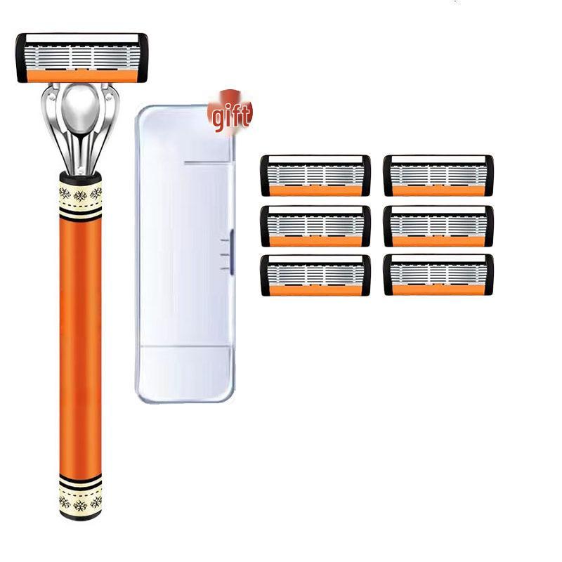 Waterproof Men's Six-Layer Stainless Steel Razor: Sharp, Durable Manual Shaver