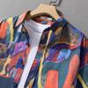 Men's Trendy Design Print Short Sleeve Beach Shirt - Comfortable, Breathable, Youth Casual Style