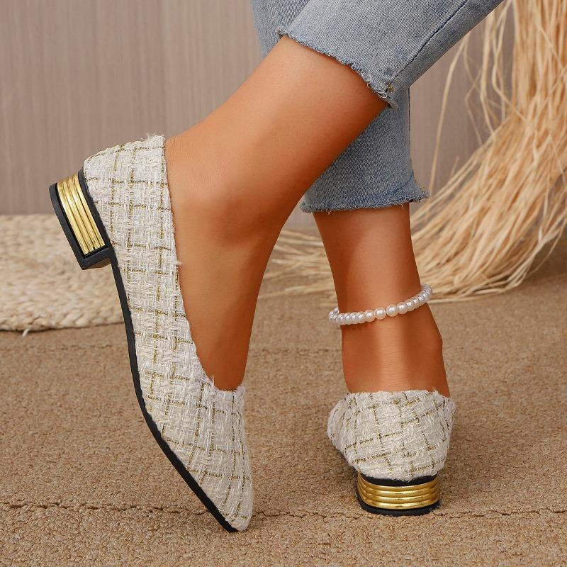 Fashion Shoes Female 2025 Basic Slip On Women's High Heels Pointed Toe Low Heel Shallow Pumps for Fashion Plus Size Office & Career