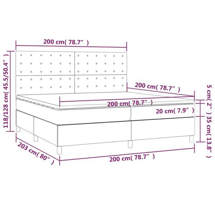VidaXL Slat Bed Base with Mattress and LED, Upholstered Bed with Headboard, Double Bed, Adult Bedroom Bed, 3135783