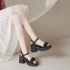 High-heeled Sandals Women's New Summer Outer Wear One-word with Thick Heel Open-toe Fashion Sandals