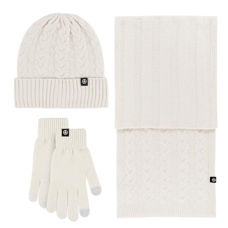 Adult warm self-heating German velvet three-piece set outdoor knitted hat scarf gloves three-piece set winter