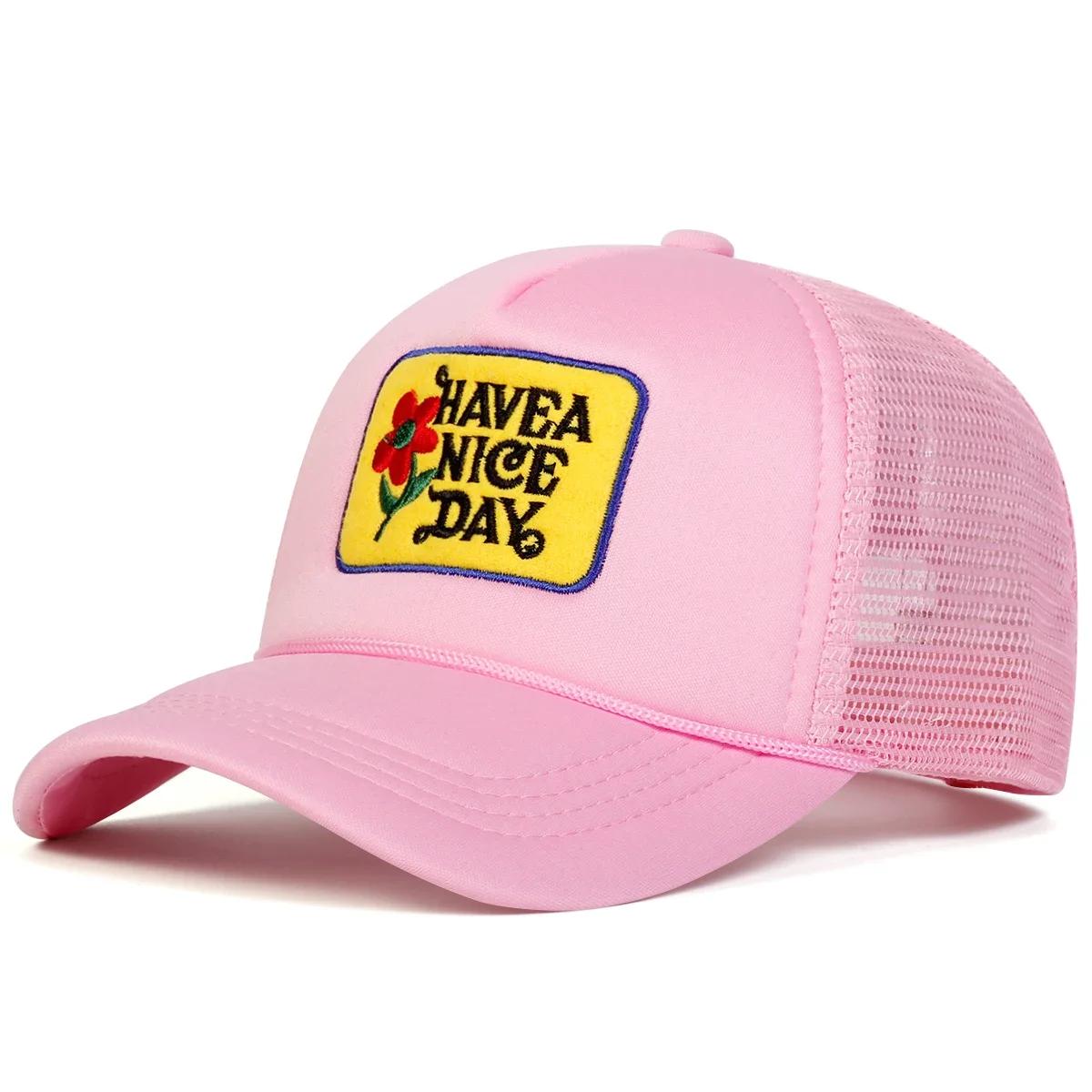 

Unisex Havea Nice Day Rose Embroidery Baseball Net Caps Spring Summer Outdoor Adjustable Casual Hats Sunscreen Hat Sports Cap
