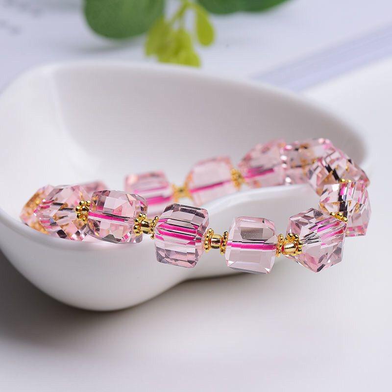 

Вэньвань Браслет-куб из разноцветного турмалина - Корейский стиль, бусины на удачу для мужчин и женщин