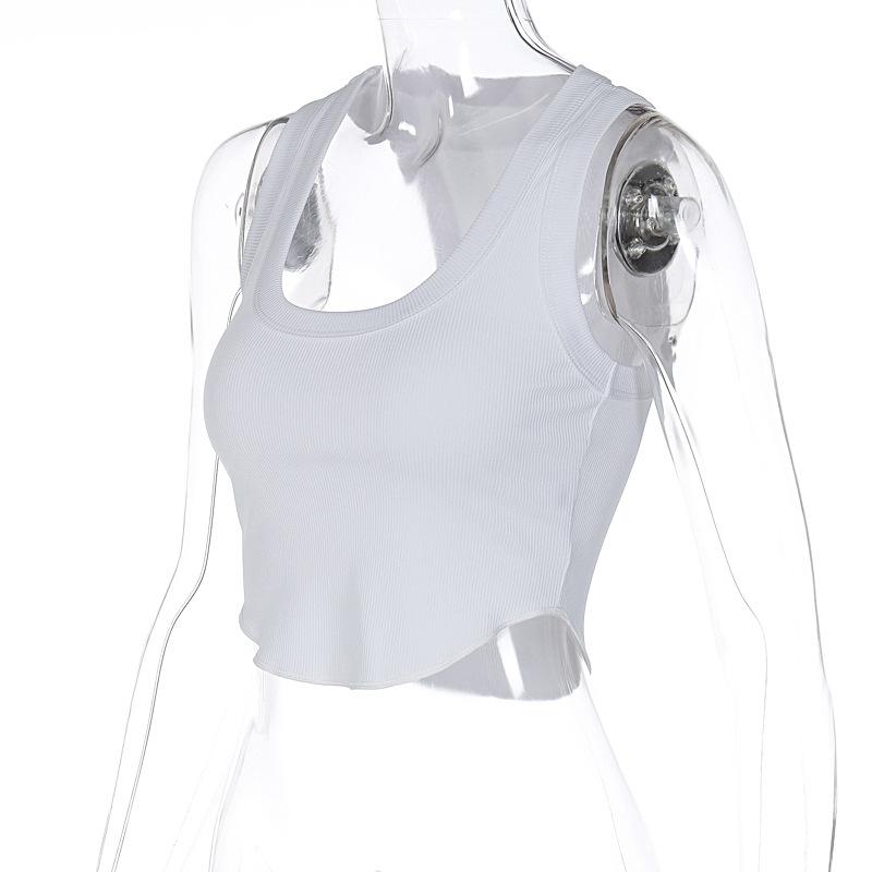 Ribbed Square Neck White Sexy Slim Y2K Crop Tank Top Summer Women Goth Clothes Streetwear Vacation Casual Wholesale