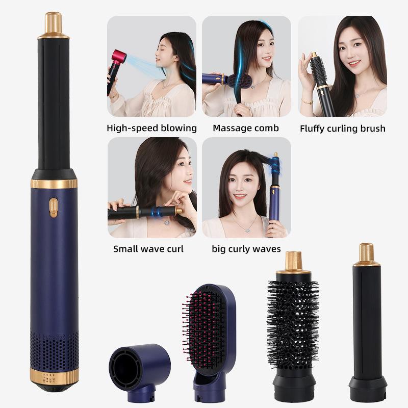 Cross-Border 5-in-1 Hair Styling Tool: Curling Iron, Straightener & Negative Ion Blow Comb