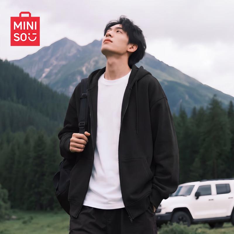 MINISO Men's Hooded Zipper Cardigan Sweatshirt