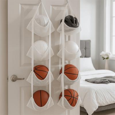 Bolsa Colgante para Almacenamiento de Balones Montada en la Pared Gran Capacidad Ahorro de Espacio Bolsa de Almacenamiento para Baloncesto Estante Plegable para Almacenamiento de Equipos Deportivos