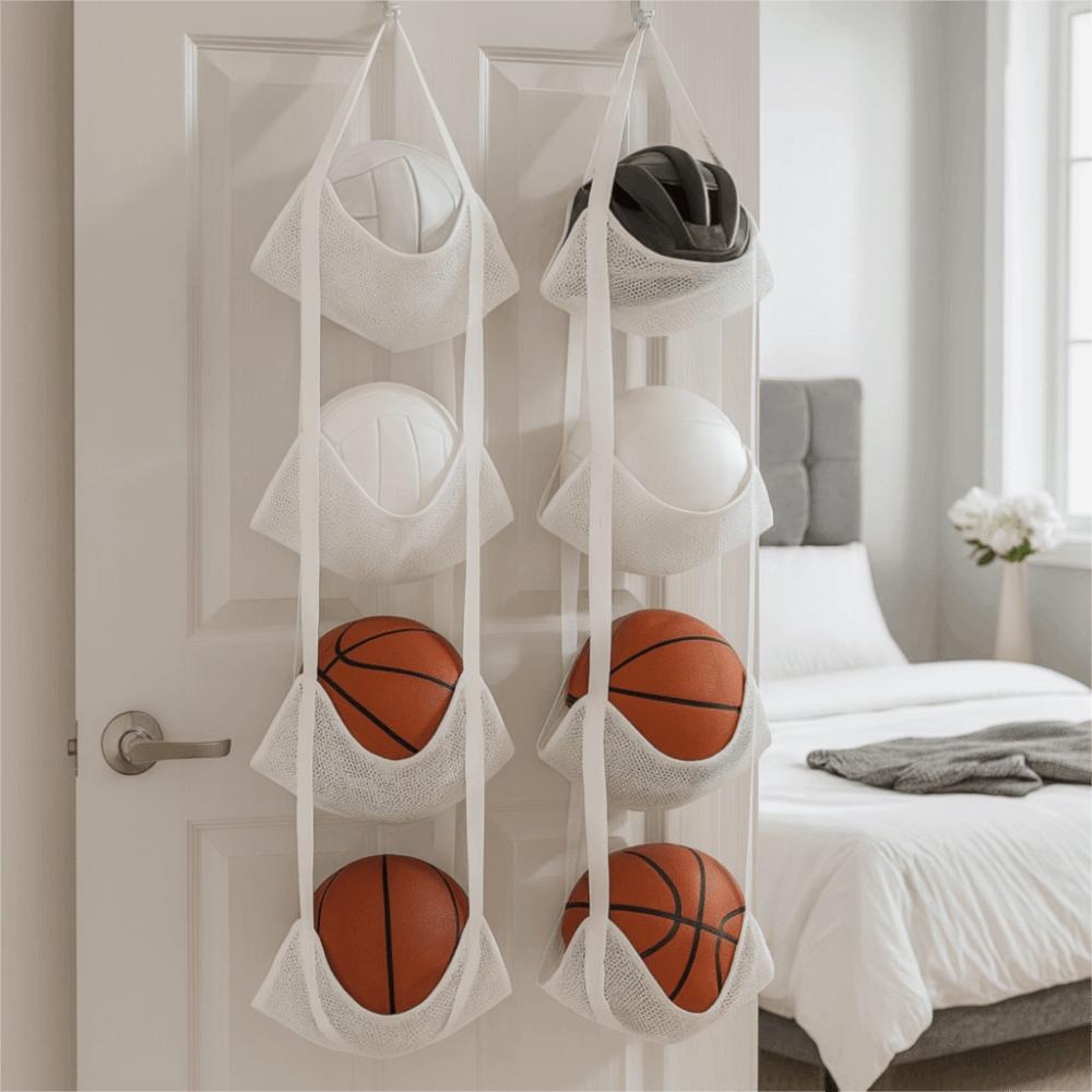 Wandmontierte Ballaufbewahrung Hängende Tasche Große Kapazität Faltbare Netz-Aufbewahrung Hängende Tasche Platzsparend Basketball-Aufbewahrungstasche
