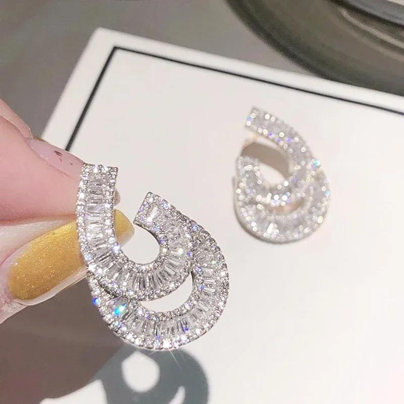

CAOSHI Gorgeous Stylish Stud Earrings for Women Brilliant Cubic Zirconia Accessories for Engagement Ceremony Luxury Zircon Gift