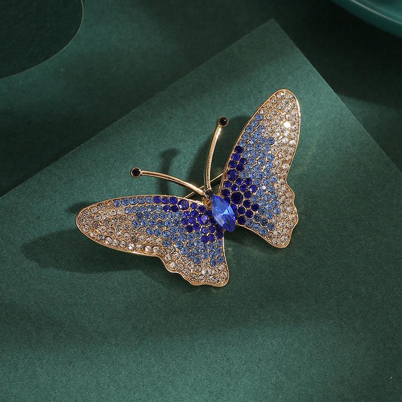Metal Butterfly Brooch High-End Luxury Accessory Fashionable Retro Corsage Clothing Pin Anti-Exposure Jewelry
