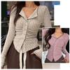 Knitted Cardigan Women  Collar Sweater Coat Vintage Long Sleeve Single Breasted Top Autumn Fashion Girls Knitwear Jumper
