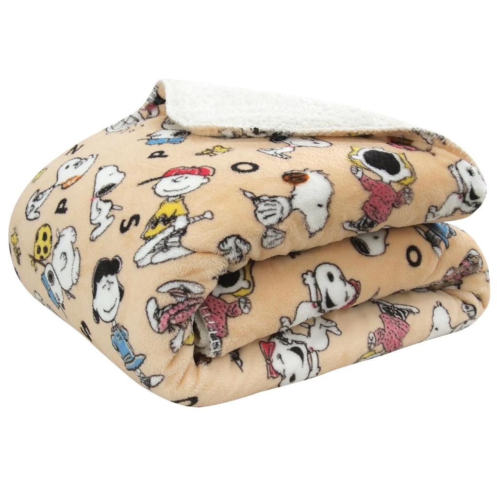 Rivere Single Snoopy Flannel with Sheepskin Warm Throw 140 X 200 Cm Blanket, 2-Ply, Boa, Blanket, Approx.