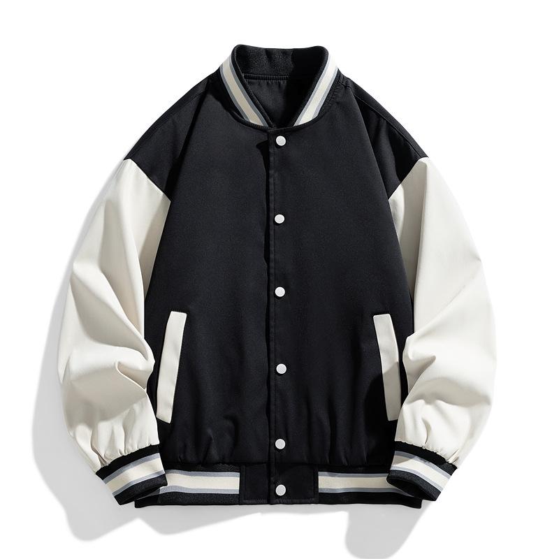 10XL Men's Trendy Plus Size Fleece-Lined Baseball Jacket - Thick Loose Outerwear for Teens