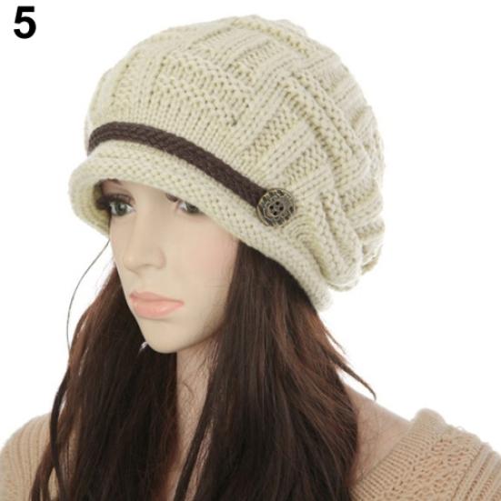 Women's Fashion Braided Autumn Winter Warm Baggy Beanie Knit Crochet Ski Hat Cap
