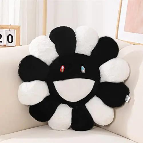 Aesthetic Sunflower Plush Cushion Rainbow Floral Decorative Pillow Cute Flower Stuffed Pillow Office Chair Back Cushion Decor