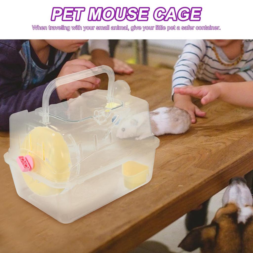 POPETPOP Hamster Cage, Guinea Pig Carrier, Rat House, Hamster Travel Carrier, Sleeping Bed, House for Small Pets, Travel Case, Yellow