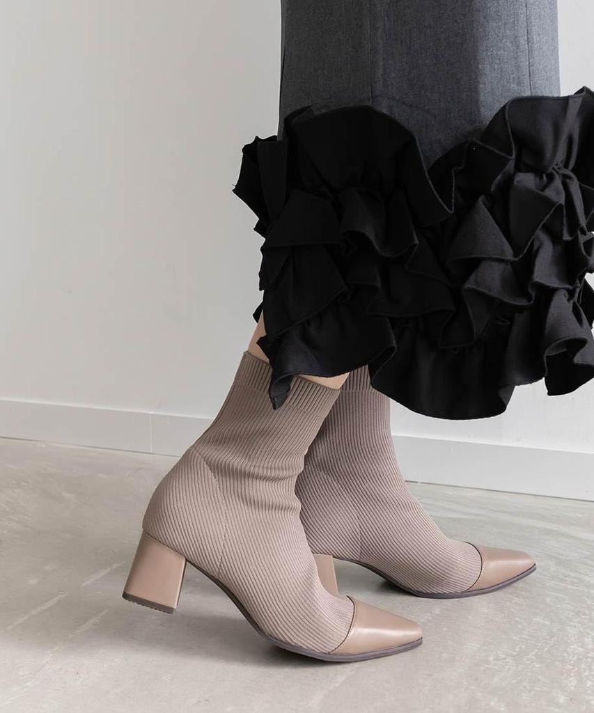 Boots Basic Knit Boots KC34188 Greige [Randa] [SUSTAINABLE]