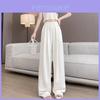 Cotton Blend Relaxed Wide Leg Pants With High Waist For Casual Summer Wear