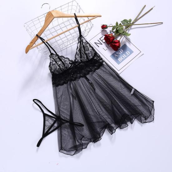 2 szt./zestaw Lady Piżama Przezroczysta koronkowa siatka Wygodna damska bielizna nocna do spania