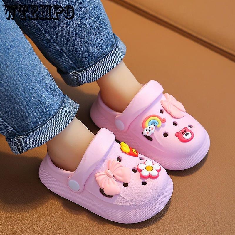 

ПВХ Горки Лето Маленький Ребенок Обернутый Головой Отверстие Обувь 1-6 Лет Дети Нескользящие Мягкие Нижние Сандалии Мягкое Дно Толстое Дно Тапочки