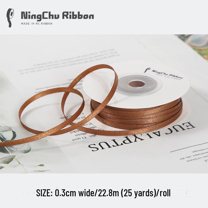 3mm Double-Sided Satin Silk Ribbon for DIY Gifts, Bows, Bouquets, and Baking Packaging