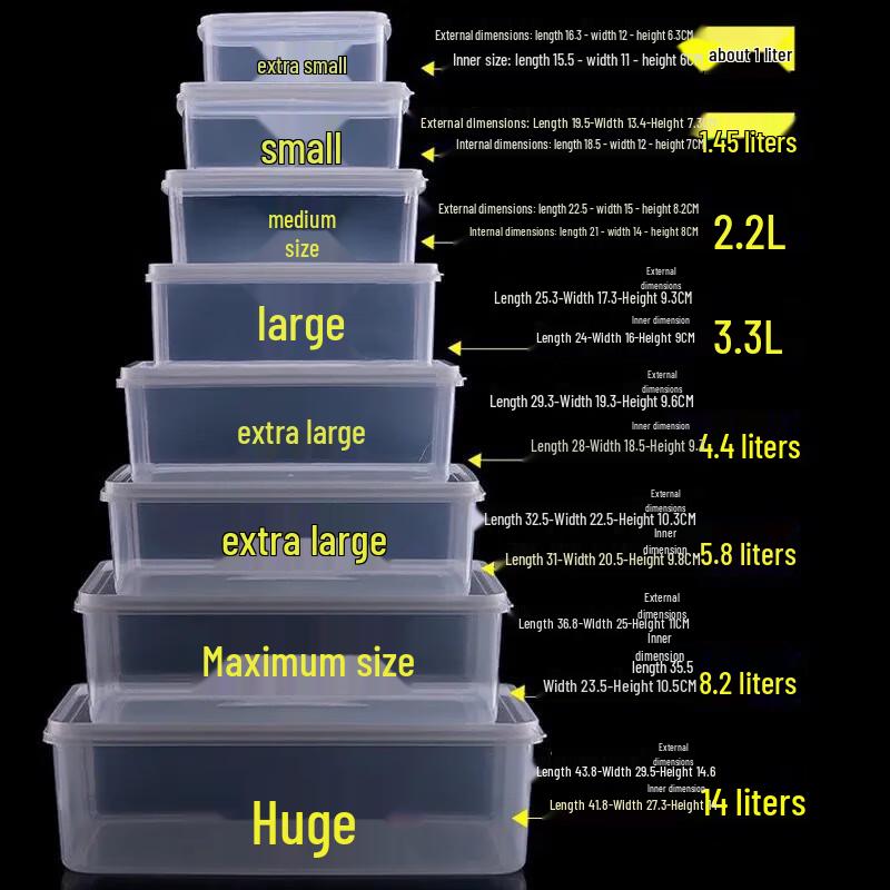 Large Capacity Transparent Plastic Food Storage Container