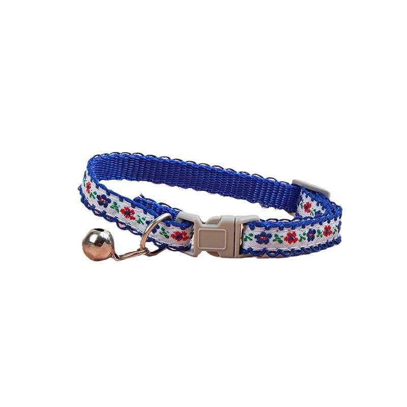Floral Safety Buckle Collar for Small Dogs & Cats with Bell