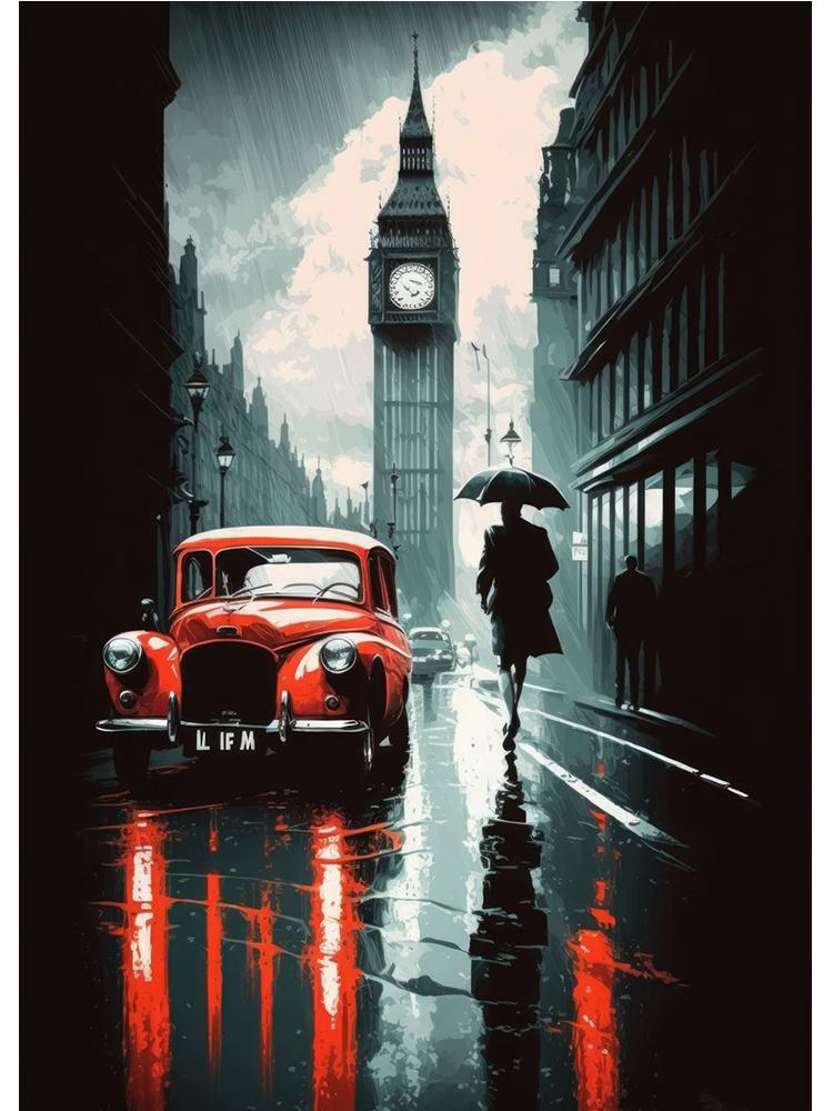 Abstraktes London Paris Bus Auto Eiffelturm Poster Leinwand Malerei Street Art Wand Bild für Wohnzimmer Dekoration