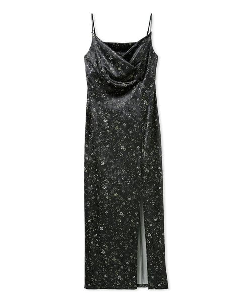 Snidel Velvet Print Cami Dress SWFO234104 DGRY Women's