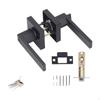 Interior Door Knob with Lock and Key for Bedroom Simple Assembly Matte Black