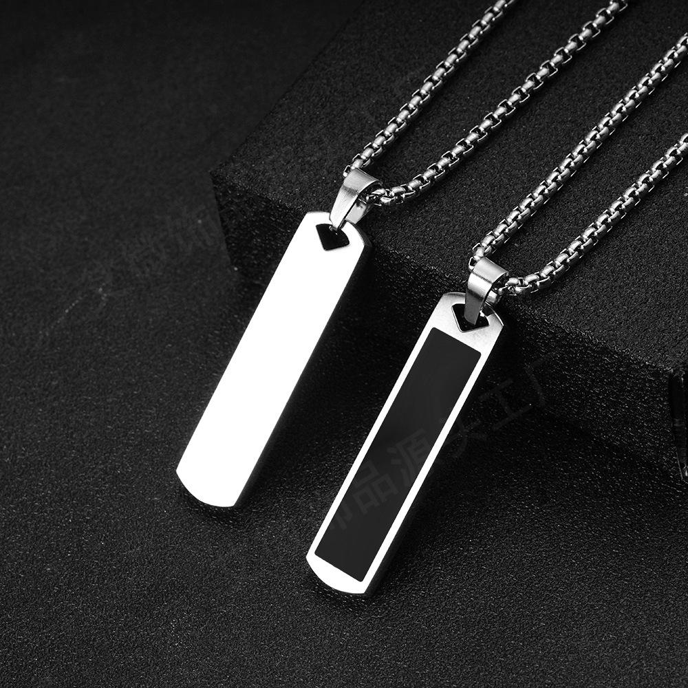 Retro Stainless Steel Necklace with Irregular Cross Square Pendant