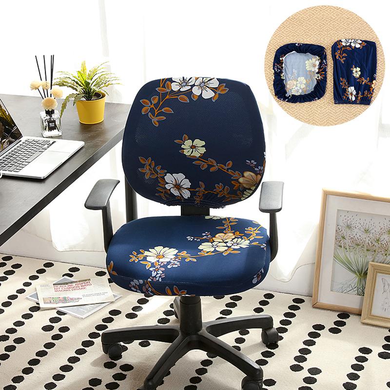 Universal Split Seat Cover Office Chair Cover Stretch Spandex Computer Anti-Dust Armchair Slipcovers Removable Seat Protector