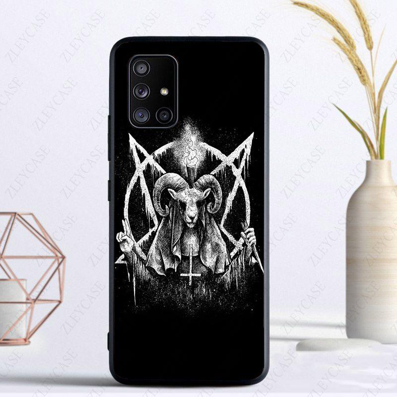 Pentagram 666 Demonisk Satanisk fodral För Samsung Galaxy A13 A53 A11 A12 A32 A22 A52S A10S A41 A42 A33 A30S A40 A51 A71 A21S Fodral