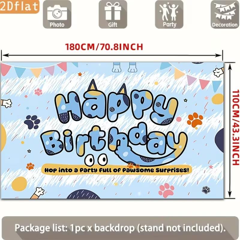 2D Bluey Themed Kids Birthday Photography Background