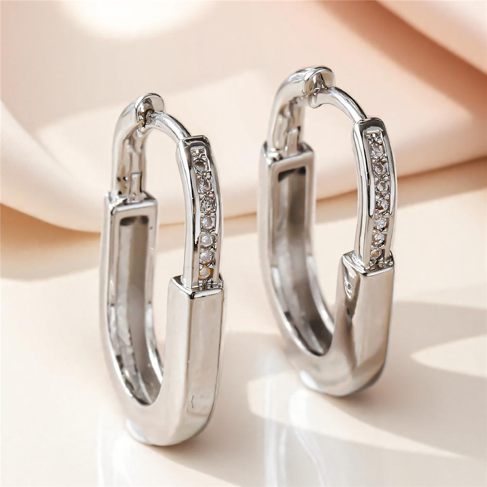 Белые Циркониевые Серьги-Кольца для Женщин Винтажная Женская Мода Золотой Цвет Свадебные