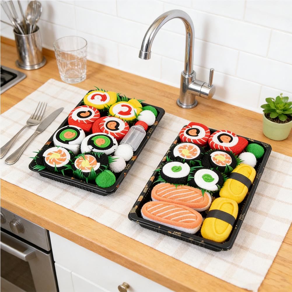 Creative Sushi Socks Gift Set – 3/4/5 Pairs Fun Salmon, Fruit & Ice Cream Patterns, Comfortable Novelty Socks for Cool Present