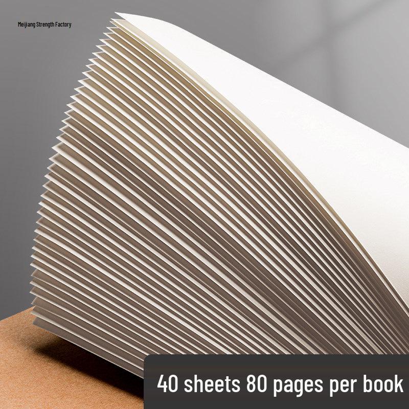 Set of 4 Large Gridless Cowhide Notebooks with Plain Pages for Students' Sketching and Drafting